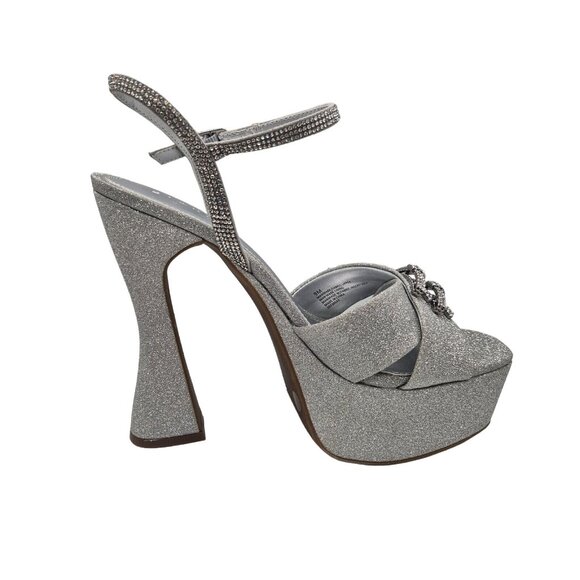 Gianni Bini Women’s Platform Heels Size 9.5 Silver Glitter Rhinestone Dempse 674 - Picture 10 of 13